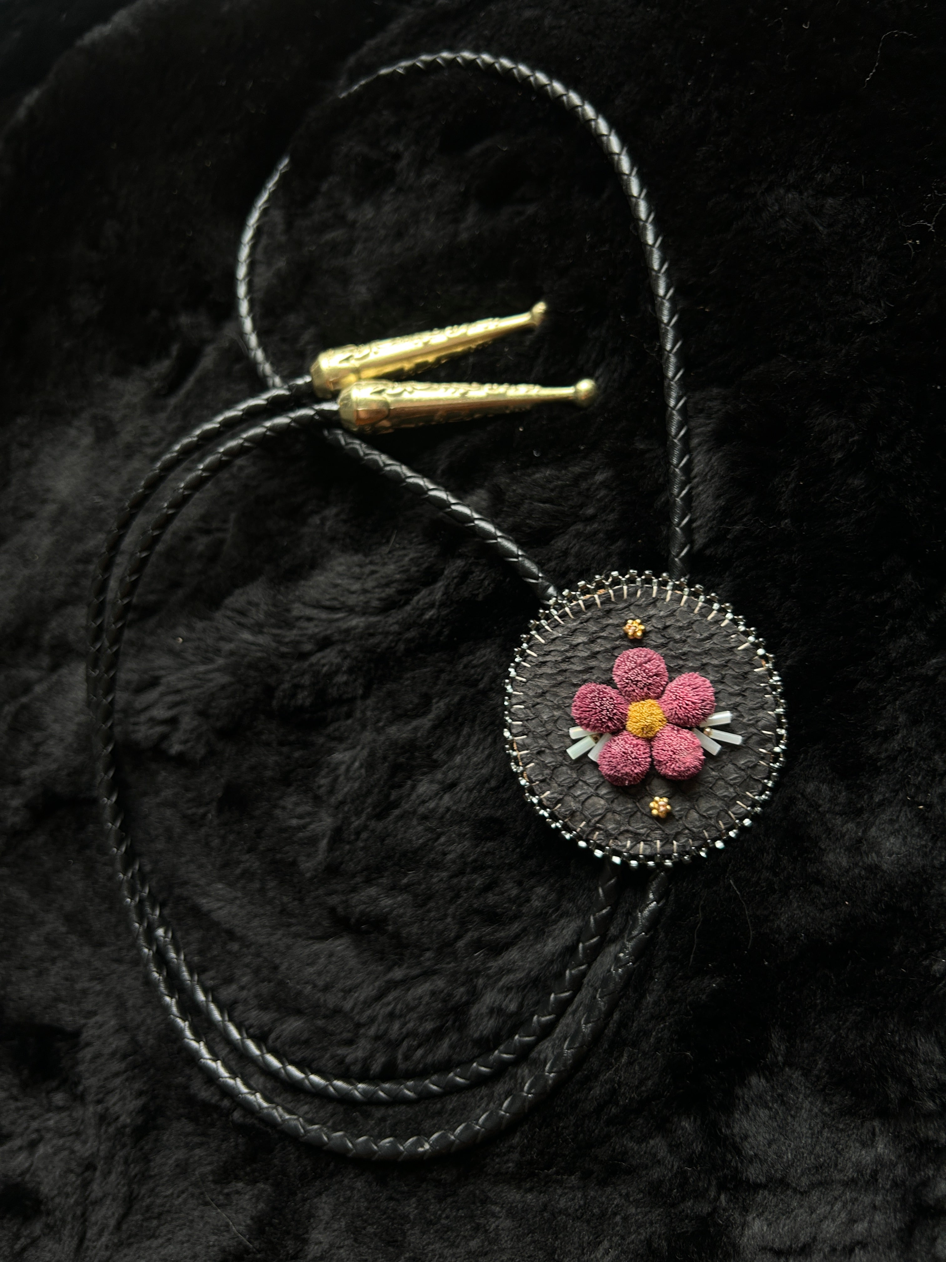 Floral Bolo Tie - Wine