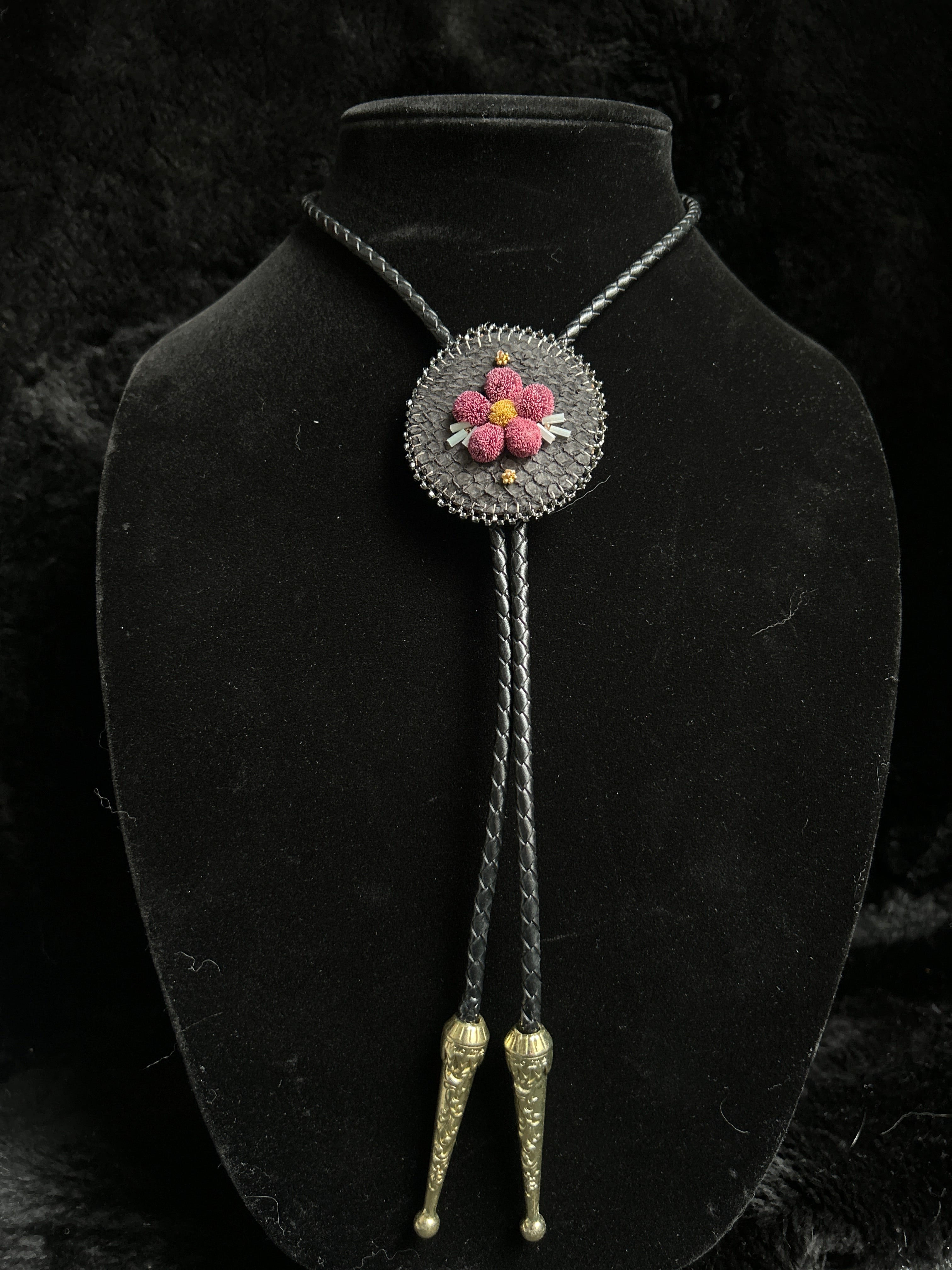 Floral Bolo Tie - Wine